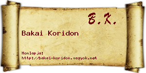 Bakai Koridon névjegykártya
